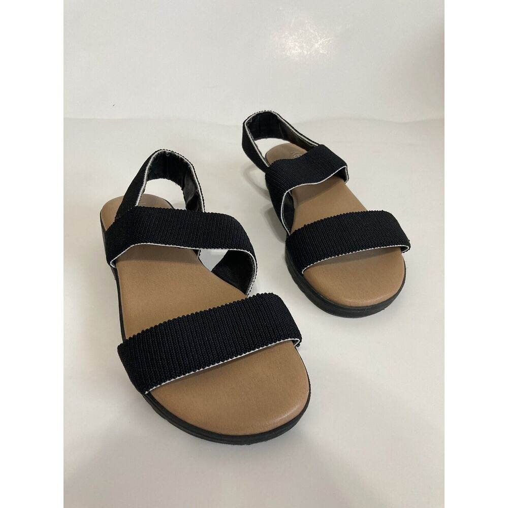 Kensie Emma Black Stretch Strap Flat Sandals Size 7